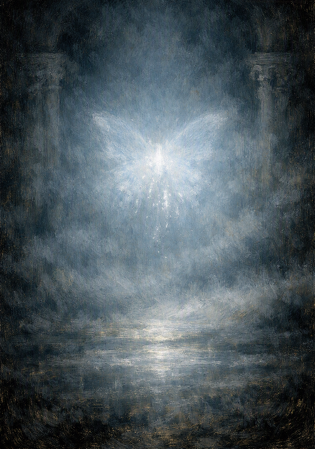 alt案： 幻想的な残光が、輪郭を持たずに静かに漂う絵画